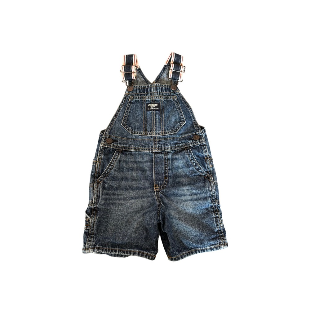 OshKosh Bgosh Kids 3T Denim Shortalls Medium Wash Striped Straps